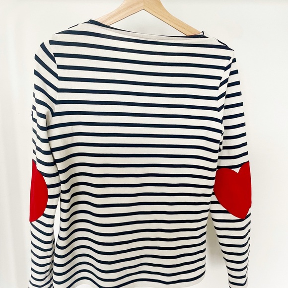 Saint James Atelier Vaujany Stripe Long Sleeve Top with Red Heart Patches - Picture 10 of 14